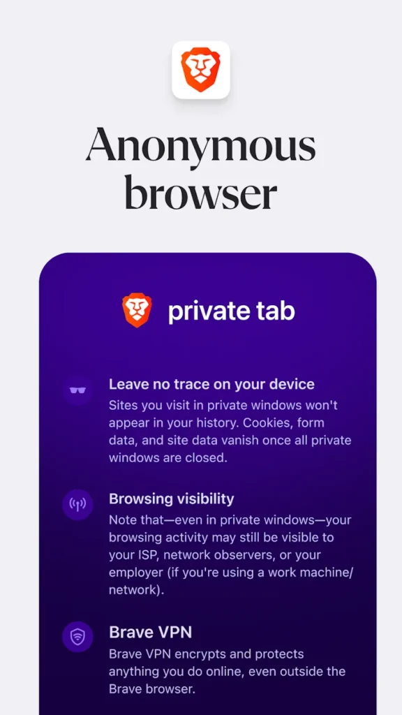 Brave Private Web Browser, VPN Android app screenshot 4
