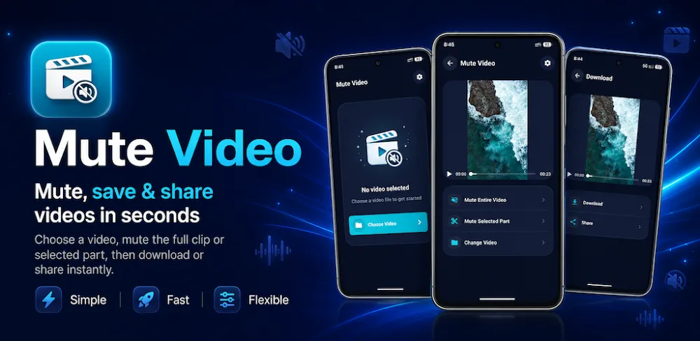 Mute Video Remove Audio Android app cover image